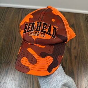 Red Head Brad Co. Bass Pro Shop orange camp trucker hat